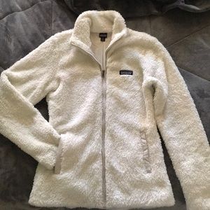 Patagonia white fleece zip up jacket